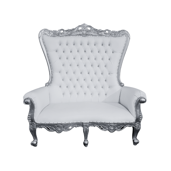 Genesis Double Throne Chair - Silver & White