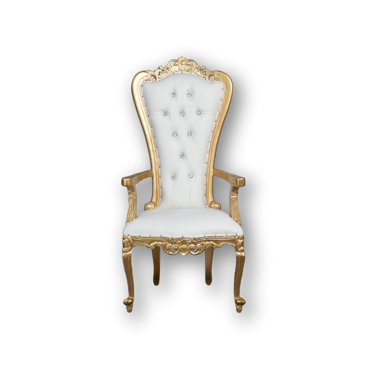 Athena Throne Chair - Gold & White