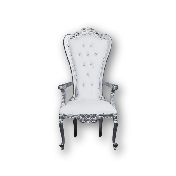 Athena Throne Chair - Silver & White