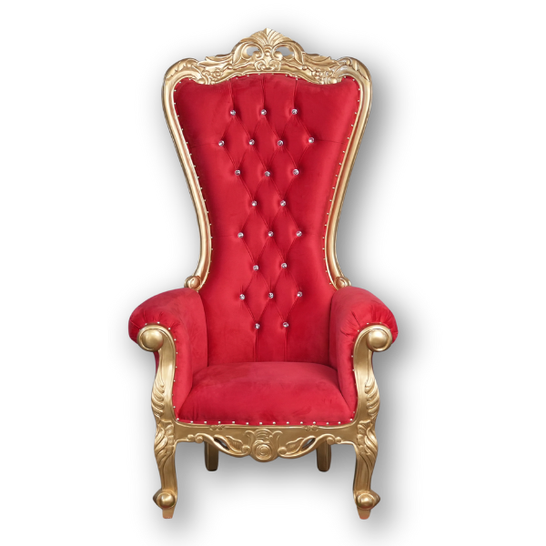 Genesis Throne Chair - Gold & Red Velvet