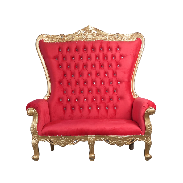 Genesis Double Throne Chair - Gold & Red Velvet