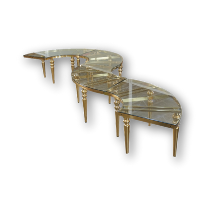 (2 Pack) Serpentine Table - Gold Frame with Clear Top + Silver Frame with White Top