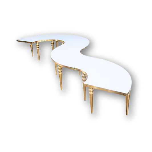 Serpentine Table - Gold Frame with White Top