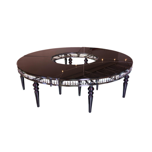 Serpentine Table - Gunmetal with Black Top and Crystals