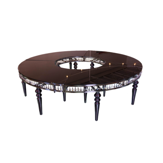 Serpentine Table - Gunmetal with Black Top and Crystals