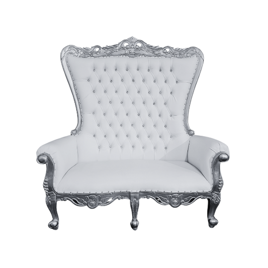 Genesis Double Throne Chair - Silver & White