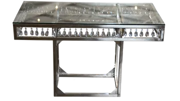 Silver Rectangle Crystal Table