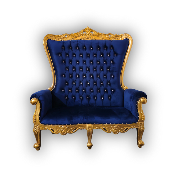 Genesis Double Throne Chair - Gold & Navy Blue