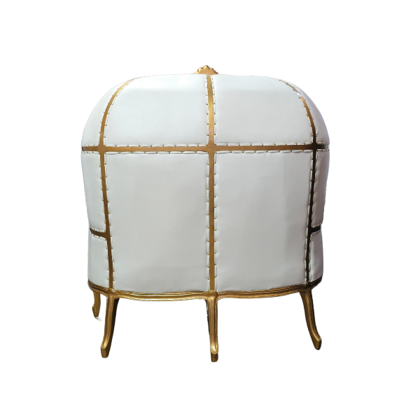 Double Canopy Throne Chair - Gold & White